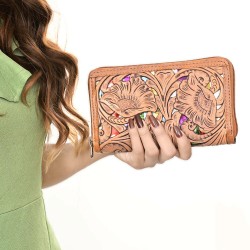 Western Hand Tooled Leather Wallet