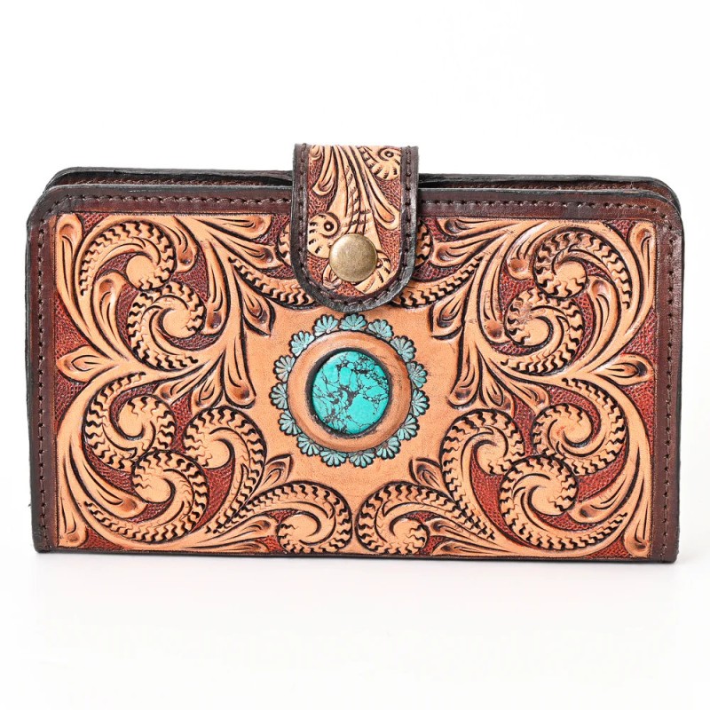 Genuine Leather Floral Wallet